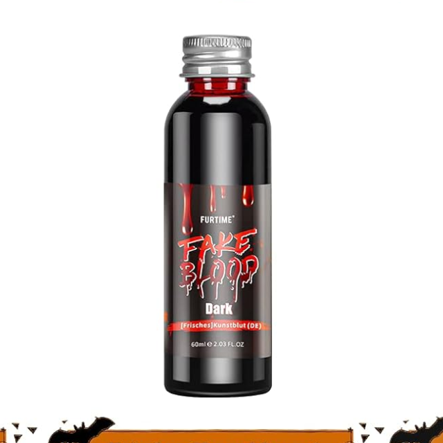 FURTIME Halloween SFX Fake Blood – 60ml Dark Red Theatrical Blood for Makeup & Costume Effects